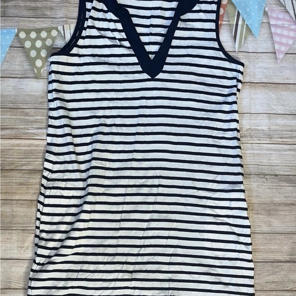 Lands end Navy and White Striped Dress sz m - Picture 4 of 6
